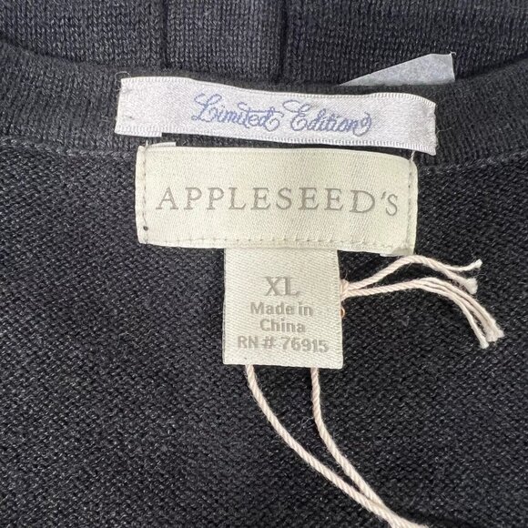 Limited Edition Appleseed's Womens Black Christmas Angels Cardigan Sweater Sz XL - Picture 9 of 16